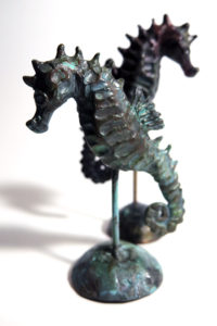 Bronze sea horses sculpture by Laura Sturtz